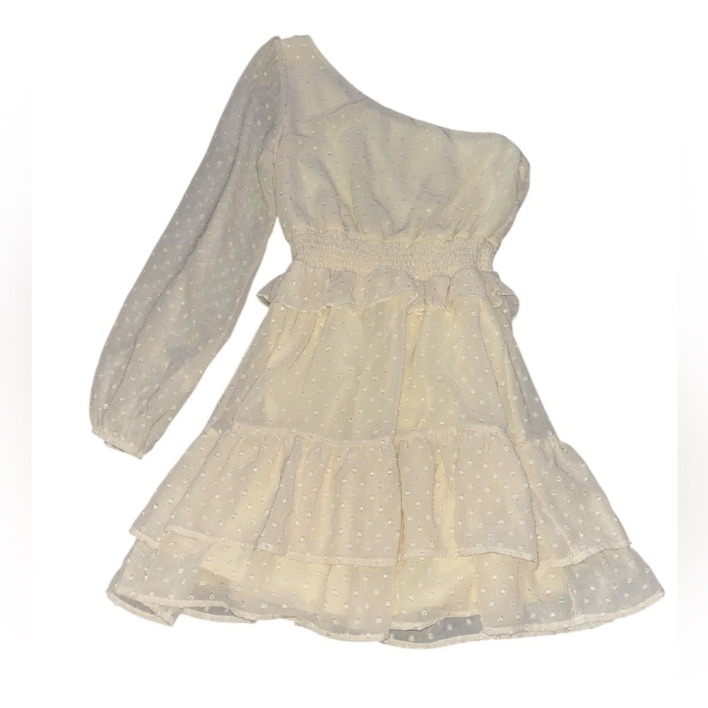 Altar'd State Cream One-Shoulder XS dress